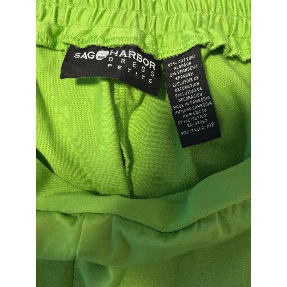 Sag‎ Harbor Petite Cherry Embroidered Matching Set Green Crop Top Size 14P Y2K
